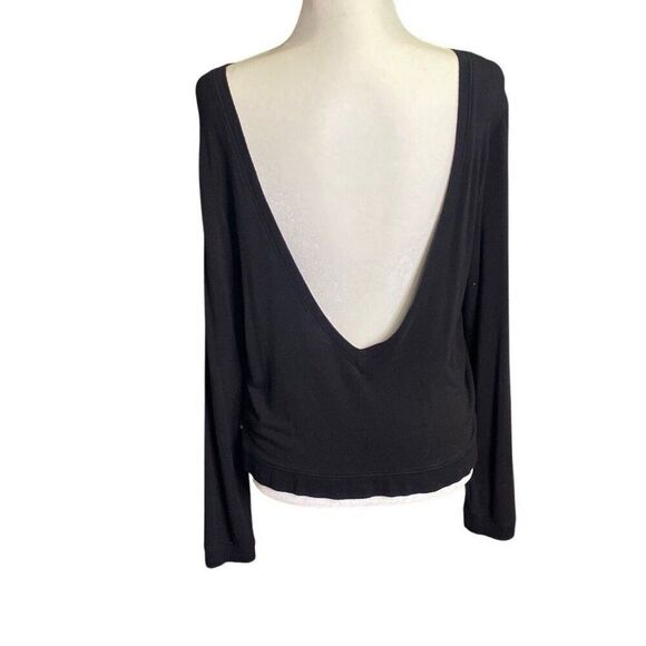 Good American Women's Black Soft Deep Back Scoop Sweater Sz 1 Medium GS0167 - Picture 3 of 6